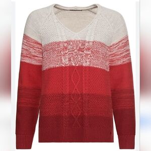 Olsen Europe Red Maple Cable Cotton Knit Sweater Size XL NWT